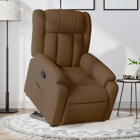 Sillón reclinable elevable de tela marrón vidaXL