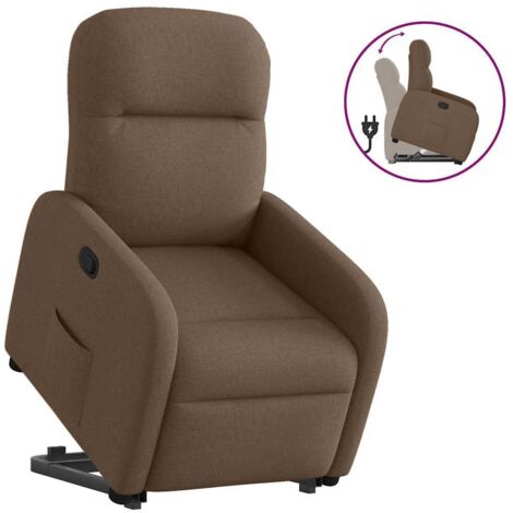 Sillón reclinable elevable de tela marrón vidaXL