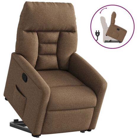 Sillón reclinable elevable de tela marrón vidaXL