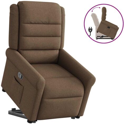 Sillón reclinable elevable de tela marrón vidaXL