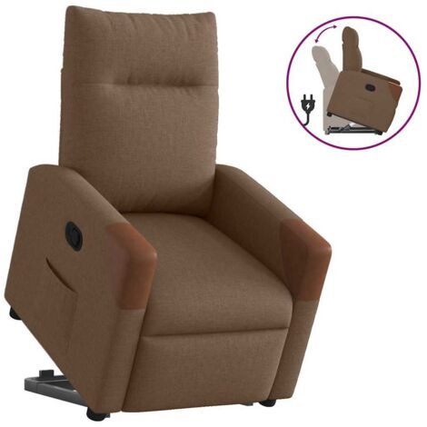 Sillón reclinable elevable de tela marrón vidaXL