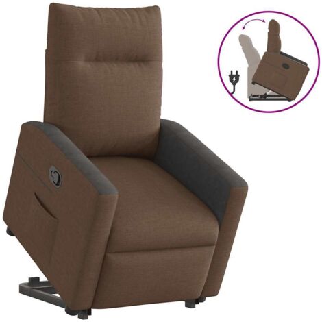 Sillón reclinable elevable de tela marrón vidaXL