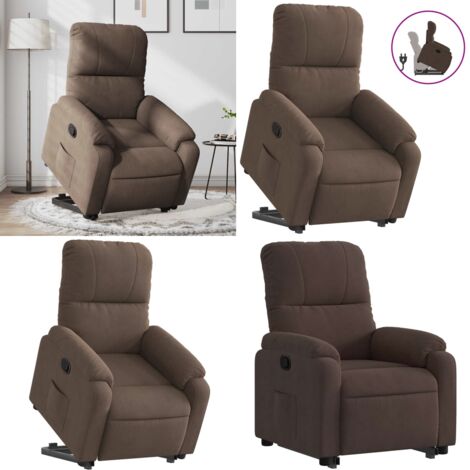 Sillón reclinable elevable tela de microfibra marrón - Sillón para personas mayores - Motor eléctrico