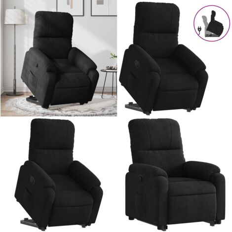 Sillón reclinable elevable tela de microfibra negro - Sillón para personas mayores - Motor eléctrico