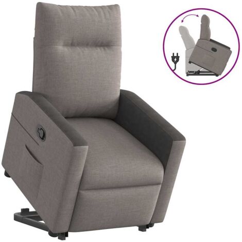 Sillón reclinable elevable tela gris taupe