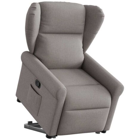 Sillón reclinable elevable tela gris taupe