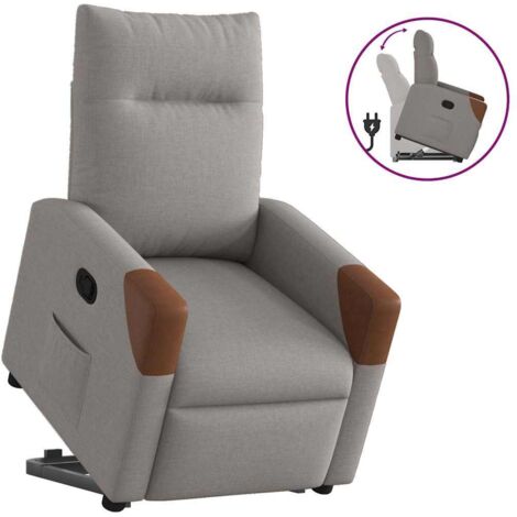 Sillón reclinable elevable tela gris taupe