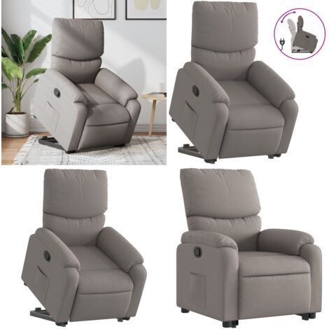 Sillón reclinable elevable tela gris taupe - Sillón elevable - Asiento elevable