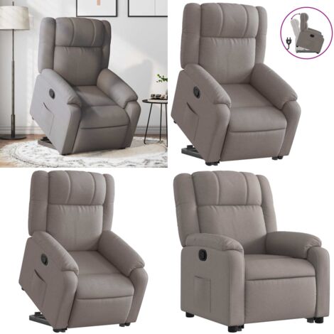 Sillón reclinable elevable tela gris taupe - Sillón elevable - Asiento reclinable