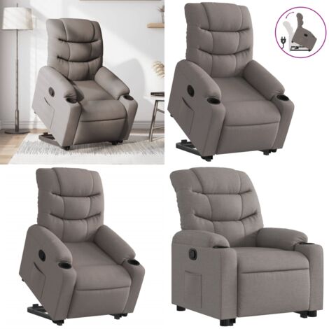 Sillón reclinable elevable tela gris taupe - Sillón elevable - Sillón para mayores
