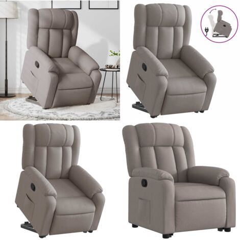 Sillón reclinable elevable tela gris taupe - Sillón elevable - Sillón para mayores