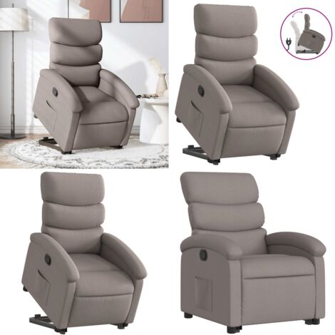 Sillón reclinable elevable tela gris taupe - Sillón elevable - Sillón para mayores