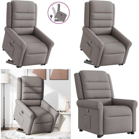 Sillón reclinable elevable tela gris taupe - Sillón elevable - Sillón para mayores