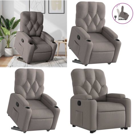 Sillón reclinable elevable tela gris taupe - Sillón para personas mayores - Elevación eléctrica