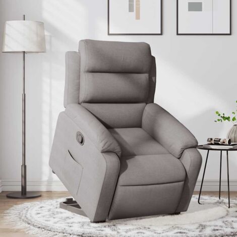 Sillón reclinable elevable tela gris taupe vidaXL