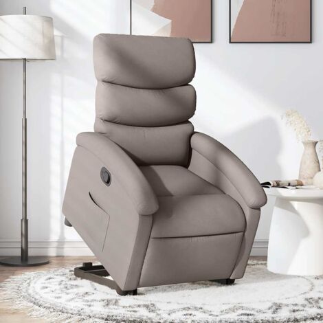 Sillón reclinable elevable tela gris taupe vidaXL