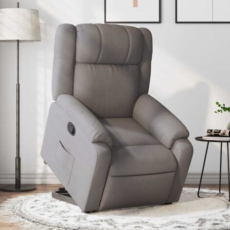 Sillón reclinable elevable tela gris taupe vidaXL