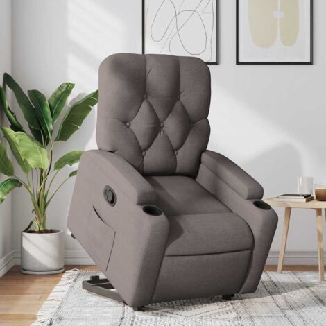 Sillón reclinable elevable tela gris taupe vidaXL