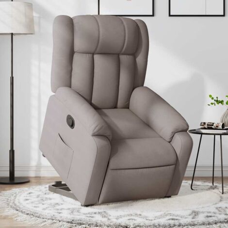Sillón reclinable elevable tela gris taupe vidaXL