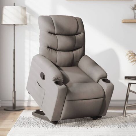 Sillón reclinable elevable tela gris taupe vidaXL