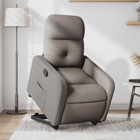 Sillón reclinable elevable tela gris taupe vidaXL