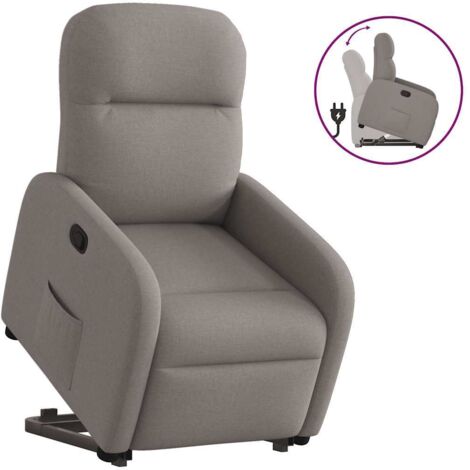 Sillón reclinable elevable tela gris taupe vidaXL