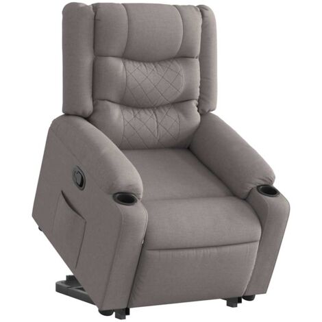 Sillón reclinable elevable tela gris taupe vidaXL