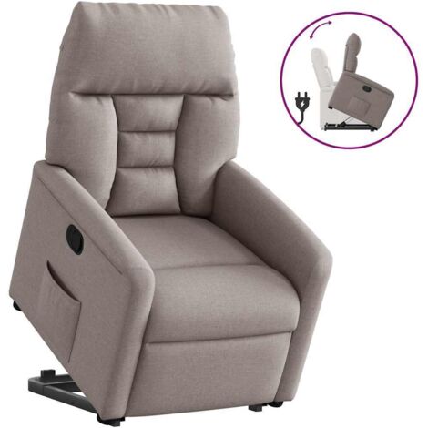 Sillón reclinable elevable tela gris taupe vidaXL