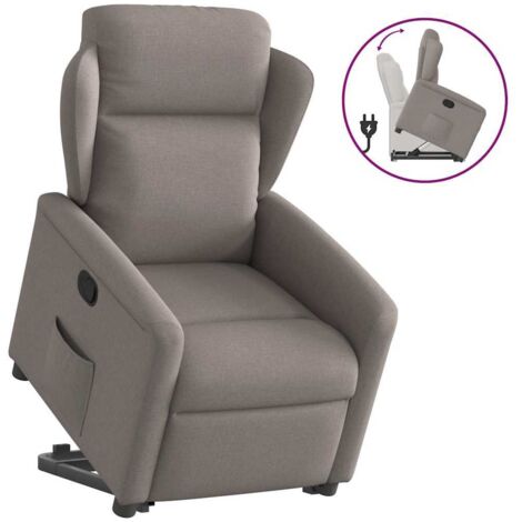 Sillón reclinable elevable tela gris taupe vidaXL