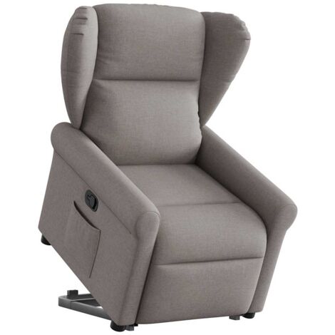 Sillón reclinable elevable tela gris taupe vidaXL