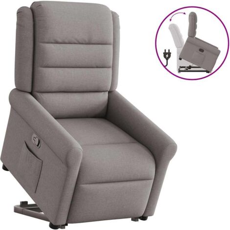Sillón reclinable elevable tela gris taupe vidaXL