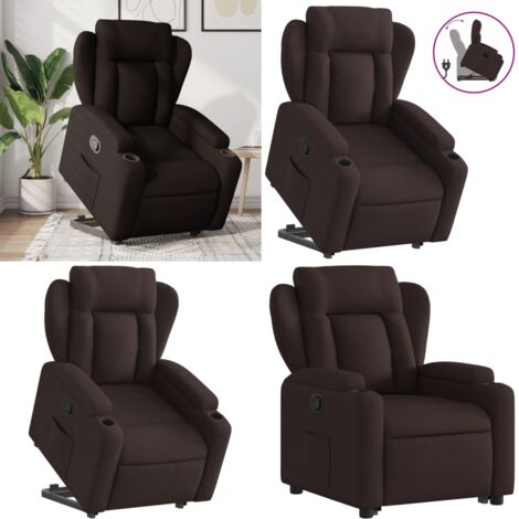 Sillón reclinable elevable tela marrón oscuro - Sillón para personas mayores - Elevación eléctrica