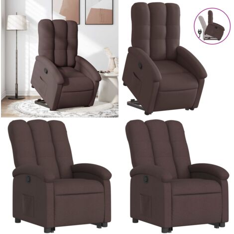 Sillón reclinable elevable tela marrón oscuro - Sillón para personas mayores - Elevación eléctrica