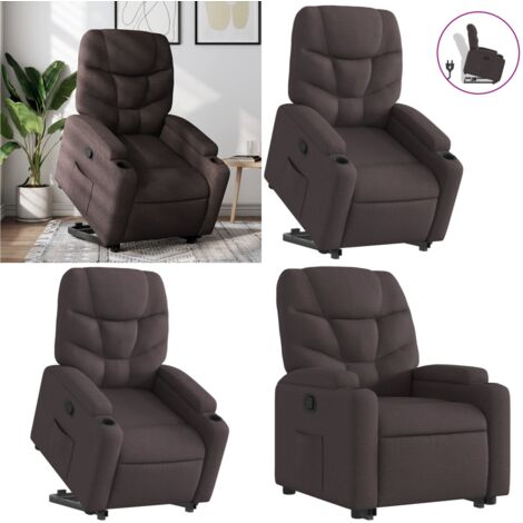 Sillón reclinable elevable tela marrón oscuro - Sillón para personas mayores - Elevación eléctrica