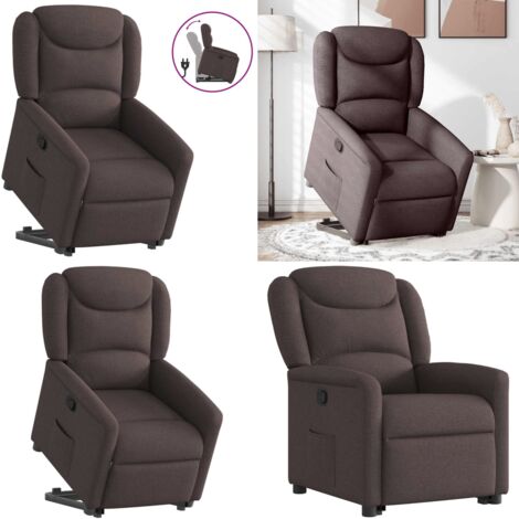 Sillón reclinable elevable tela marrón oscuro - Sillón para personas mayores - Motor eléctrico