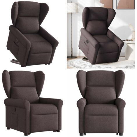 Sillón reclinable elevable tela marrón oscuro - Sillón para personas mayores - Motor eléctrico