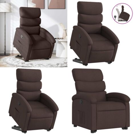Sillón reclinable elevable tela marrón oscuro - Sillón para personas mayores - Sillón eléctrico