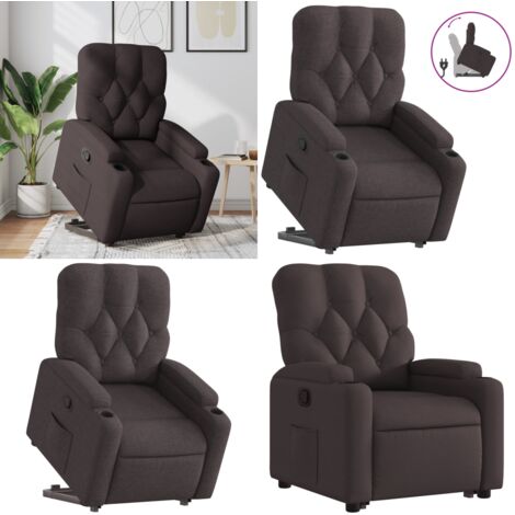 Sillón reclinable elevable tela marrón oscuro - Sillón para personas mayores - Sillón eléctrico