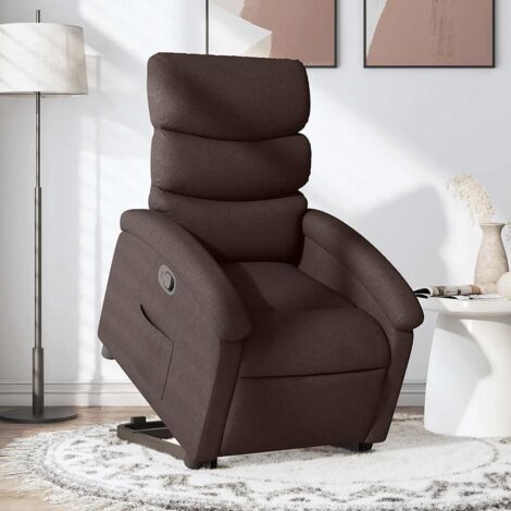 Sillón reclinable elevable tela marrón oscuro vidaXL