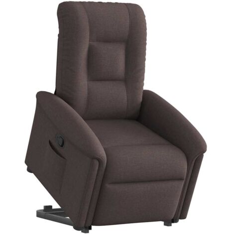 Sillón reclinable elevable tela marrón oscuro vidaXL