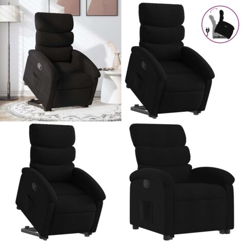 Sillón reclinable elevable tela negro - Sillón elevable - Asiento reclinable