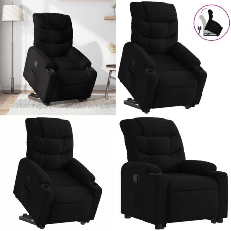 Sillón reclinable elevable tela negro - Sillón elevable - Asiento reclinable