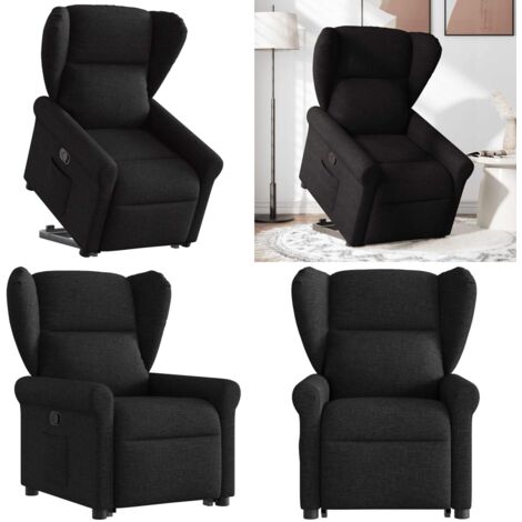 Sillón reclinable elevable tela negro - Sillón para personas mayores - Elevación eléctrica