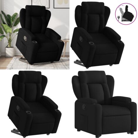 Sillón reclinable elevable tela negro - Sillón para personas mayores - Elevación eléctrica