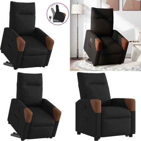Sillón reclinable elevable tela negro - Sillón para personas mayores - Elevación eléctrica