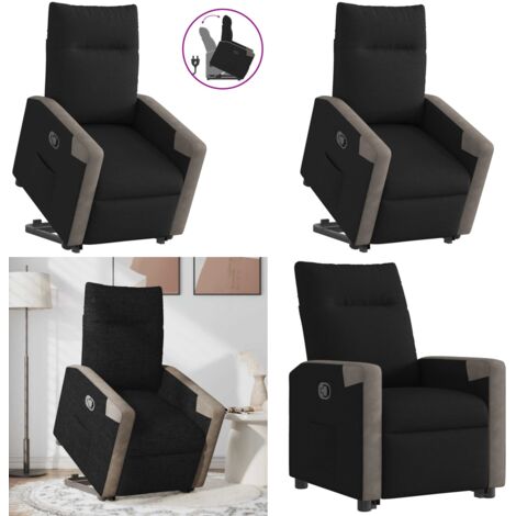 Sillón reclinable elevable tela negro - Sillón para personas mayores - Elevación eléctrica