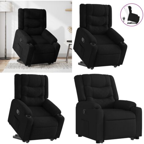Sillón reclinable elevable tela negro - Sillón para personas mayores - Motor eléctrico