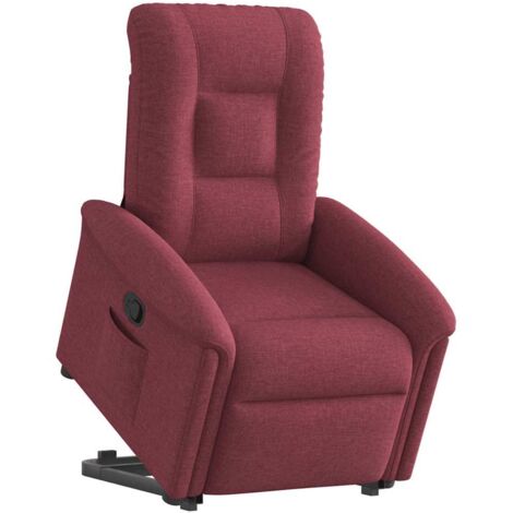 Sillón reclinable elevable tela rojo tinto