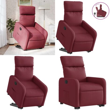 Sillón reclinable elevable tela rojo tinto - Sillón para personas mayores - Elevación eléctrica