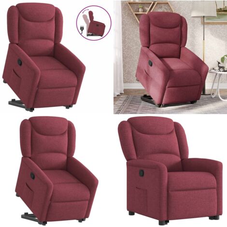 Sillón reclinable elevable tela rojo tinto - Sillón para personas mayores - Elevación eléctrica